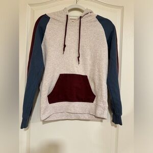 Zine burgundy, steal blue and cream hoodie​​​​​